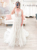 2 in 1 Lace Wedding Dress Mermaid Wedding Gown with detachable Train AWD1886-SheerGirl