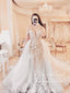 2 in 1 Off the Shoulder Lace Wedding Dress Mermaid Wedding Gown with detachable Train AWD1897
