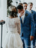3/4 Sleeve Lace Ivory Chiffon Rustic Wedding Dresses Cheap Two Piece Wedding Dress AWD1266-SheerGirl