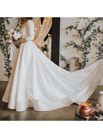 Short Sleeve Boho Wedding Dresses Ivory Lace & Chiffon Rustic Wedding –  SheerGirl