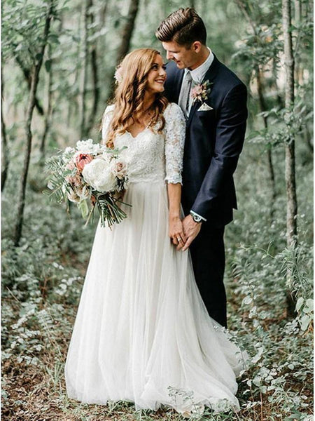 white christmas dresses Elegant Ball Gowns Wedding Dresses,Cheap Long Sleeves Wedding Dresses, PW124