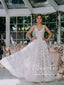 3D Floral Lace Ball Gown Wedding Gown V Neck Floor Length Wedding Dress AWD1917