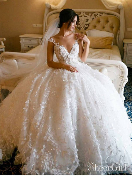 3D Floral Lace Wedding Dresses Vintage Ball Gown Wedding Dress AWD1456 3D Floral Lace Wedding Dresses Vintage Ball Gown Wedding Dress AWD1456