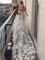 3D Flower Floral Lace See Through A Line Sweetheart Neck Wedding Dress AWD1861