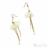 3D Flower Headband with Crystals, Ivory Flower Drop Earrings ACC1091-SheerGirl