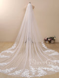 3D Flower Lace with Rhinestones Cathedral Veil Bridal Veil Wedding Veil ACC1187-SheerGirl