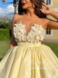 3D Flowers Strapless Short Prom Dress with Beadings Homecoming Dress ARD2645-SheerGirl