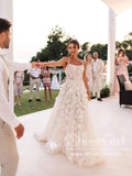 3D Flowers Wedding Gown Floral Lace Boho Wedding Dresses AWD1911-SheerGirl