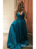 A Line Cheap Blue Prom Dresses V-neck Simple Maxi Formal Evening Dresses Online ARD1034-SheerGirl
