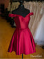 A Line Cheap Simple Dark Plum Off the Shoulder Homecoming Dresses ARD1355