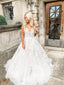 Una línea de vestido de novia bordado colorido con escote corazón y espalda de corsé vestido de novia AWD1762 