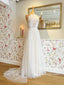 Una línea de vestidos de novia de tul de encaje delicado vestido de novia transparente con cuello halter AWD1906 