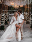 A Line Long Sleeves Wedding Gown Soft Tulle Bohemian Wedding Dress AWD1923