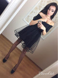 A Line Off the Shoulder Black Homecoming Dresses Chic Little Black Dress ARD1730-SheerGirl