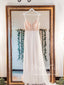 A Line Plunging V Neck Unlined Bodice with Beadings Wedding Dress AWD1714