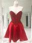A Line Satin Sweetheart Neck Red Beaded Homecoming Dresses ARD1784
