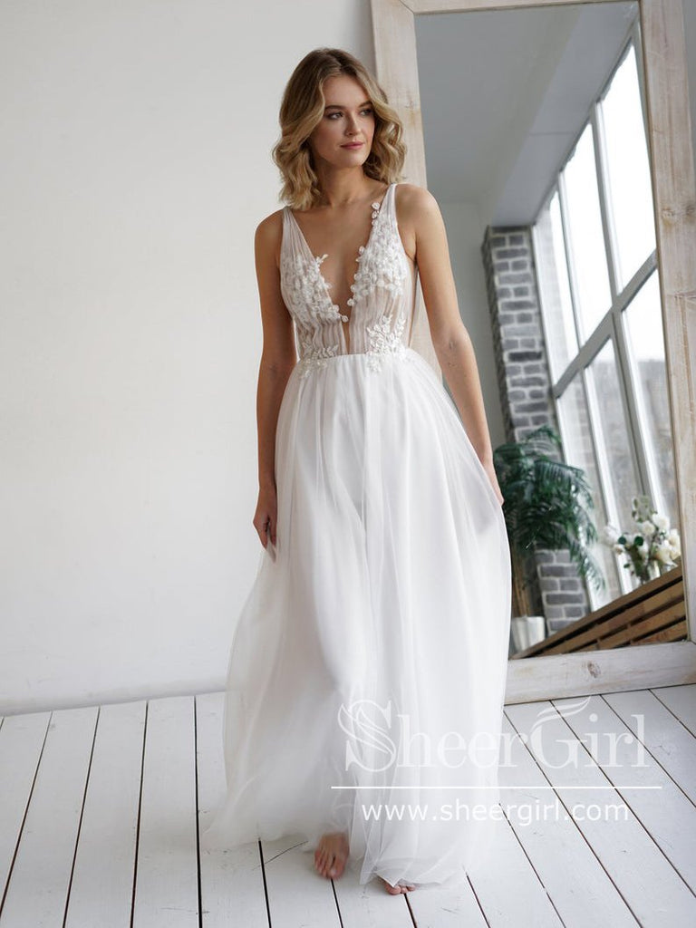 Style 40151128 Sheer Illusion Neck line Wedding Gowns