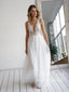A Line Soft Net Beaded Appliques Deep V Illusion Wedding Gown AWD1751