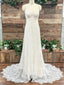 A Line Špagetová ramínka Krajkové svatební šaty Bílá/Ivory Rustikální svatební šaty AWD1759 