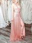 A Line V-neck Shiny Prom Dresses With Slit ARD2223