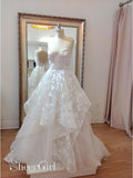 A-line 3D Lace Wedding Dresses Chapel Train Wedding Dress AWD1582-SheerGirl
