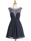 Černé šifonové říšské šaty A-line, levné mini krátké plesové šaty, apd1860 