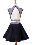 A-line Black Chiffon with Beaded 2 Piece Homecoming Dresses APD2751-SheerGirl