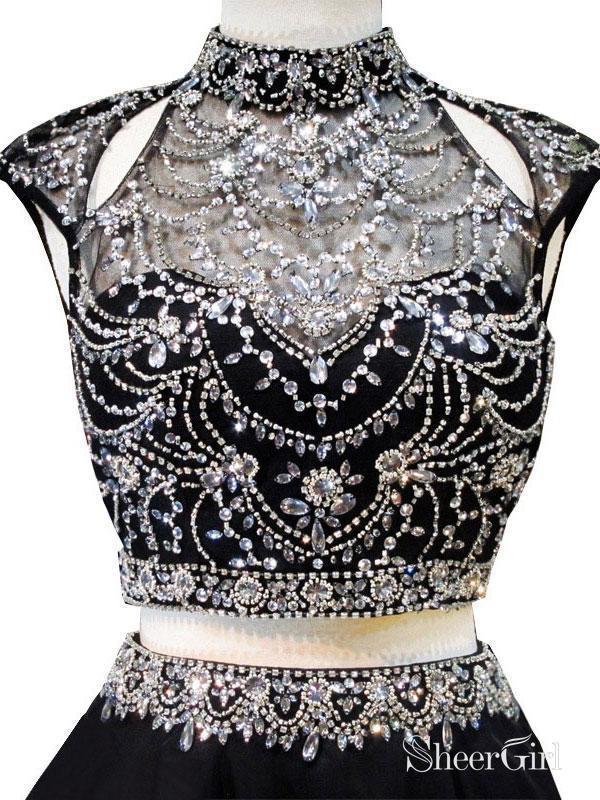 A-line Black Chiffon with Beaded 2 Piece Homecoming Dresses APD2751 A-line Black Chiffon with Beaded 2 Piece Homecoming Dresses APD2751