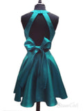 A-line Dark Green Satin Backless 2 Piece Cheap Homecoming Dresses APD2687-SheerGirl