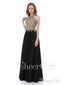 A-line Gold Lace Top Black Long Prom Dresses Formal Dress apd2453