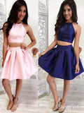 A-line Halter Backless 2 Piece Cheap Homecoming Dresses APD2752-SheerGirl