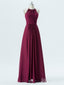 A-line Halter Grape Chiffon Cheap Long Bridesmaid Dresses APD2868