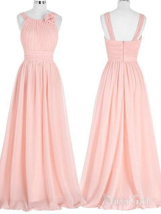 A-line Halter Long Chiffon Bridesmaid Dresses for Wedding Party APD3003-SheerGirl