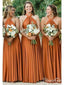 A-line Halter Orange Long Bridesmaid Dresses Plus Size APD3057