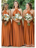 A-line Halter Orange Long Bridesmaid Dresses Plus Size APD3057-SheerGirl