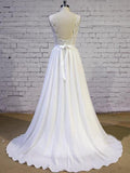 A-line Ivory Chiffon Beach Wedding Dresses Backless Cheap Wedding Dress apd2373-SheerGirl