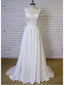 Una línea de gasa marfil vestidos de novia de playa sin espalda vestido de novia barato apd2373 