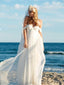 Una línea de gasa marfil fuera del hombro vestidos de novia de playa de verano APD2728 