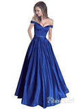 A-line Off the shoulder Long Prom Dresses Cheap Simple Prom Dress APD1918-SheerGirl