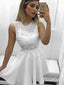 A-line Scoop Lace Appliqued Malé bílé šaty pro návrat domů, apd2663 