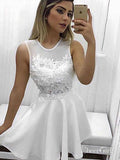 A-line Scoop Lace Appliqued Little white dresses for homecoming ,apd2663-SheerGirl