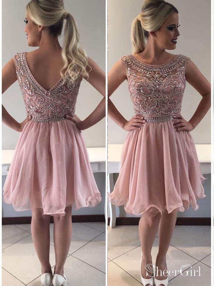 A-line Scoop Neck Beaded Bodice Chiffon Skirt Homecoming Dresses APD2807 A-line Scoop Neck Beaded Bodice Chiffon Skirt Homecoming Dresses APD2807