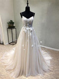 A-line Spaghetti Strap Sweetheart Neck Simple Wedding Dresses SWD0033-SheerGirl
