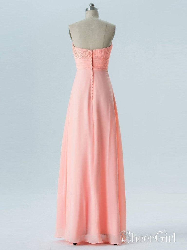 coral strapless bridesmaid dress Strapless Coral Chiffon A-Line Gown 49536
