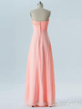 A-line Strapless Chiffon Long Wedding Party Bridesmaid Dresses APD2863-SheerGirl