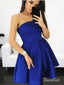 A-line Strapless Royal Blue Jersey Mini Cheap Homecoming Dresses,apd2670