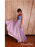 A-line Strapless Sweetheart Cheap Long Prom Dresses with a Sash APD2839-SheerGirl