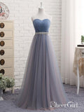 A-line Strapless Sweetheart Cheap Long Prom Dresses with a Sash APD2839-SheerGirl
