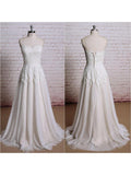 A-line Strapless Sweetheart Ivory Tulle Lace Beach Wedding Dresses,apd2237-SheerGirl