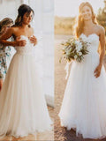 A-line Strapless Sweetheart Neck Beach Wedding Dresses Rustic Wedding Dress,apd1784-SheerGirl